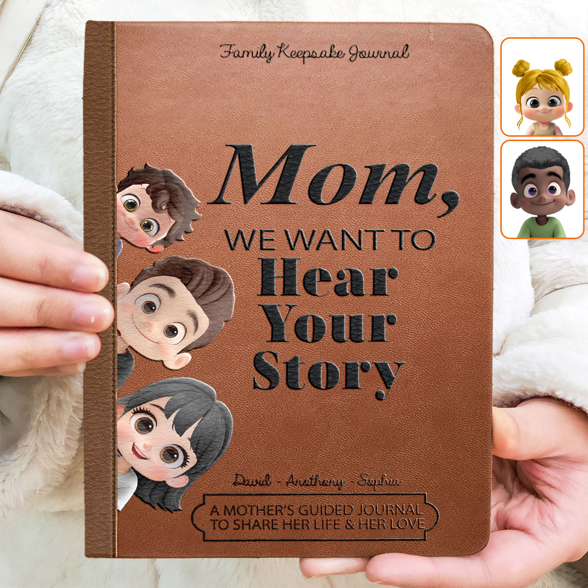 Maman, nous voulons entendre ton histoire - Journal en cuir personnalisé pour maman