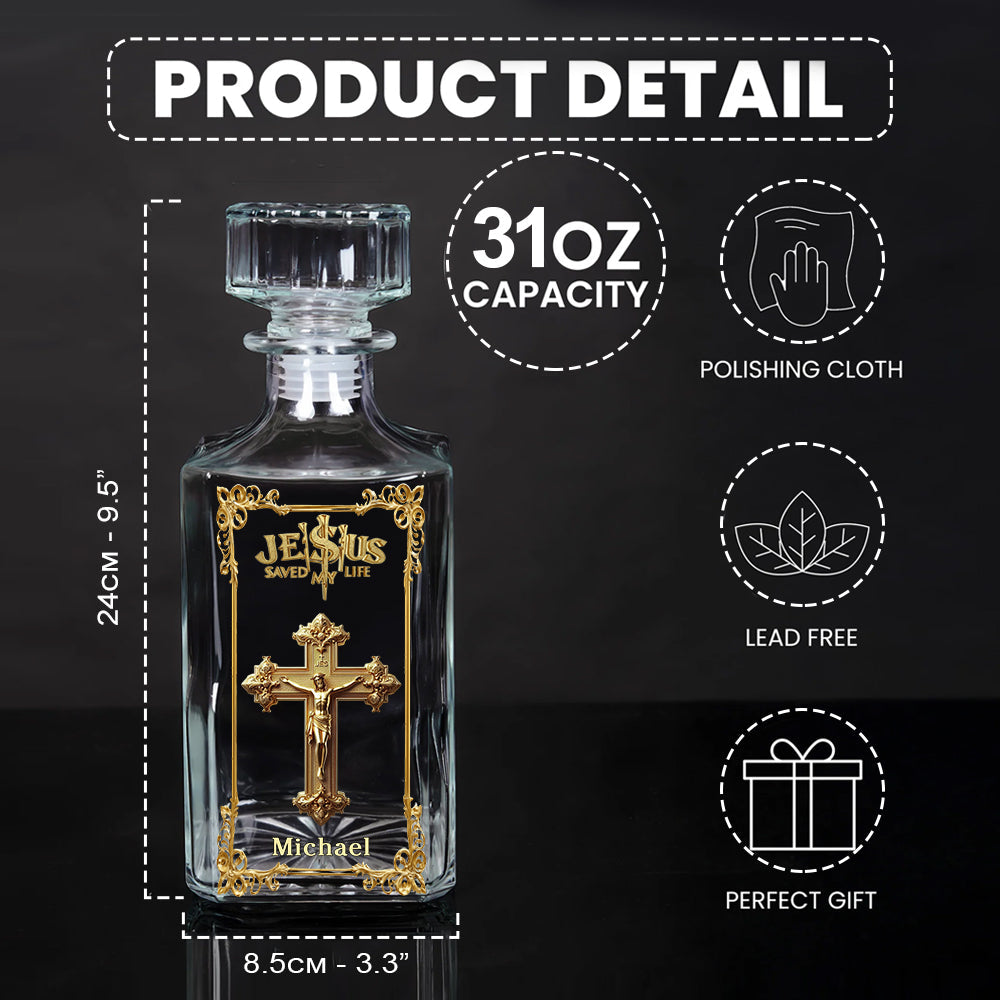 Jésus m'a sauvé la vie - Coffret carafe à whisky chrétienne personnalisée