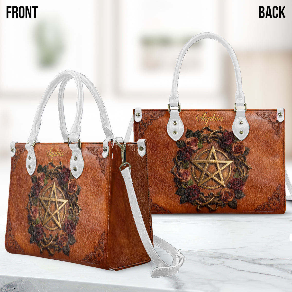 Sac à main en cuir personnalisé avec symbole magique - Sorcière
