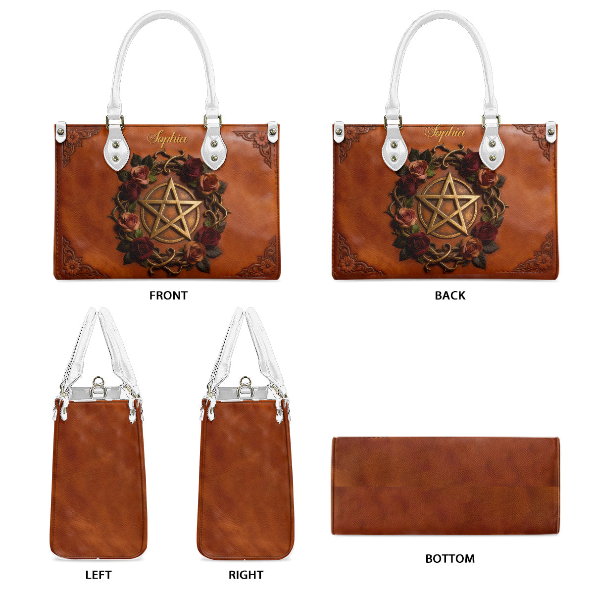 Sac à main en cuir personnalisé avec symbole magique - Sorcière