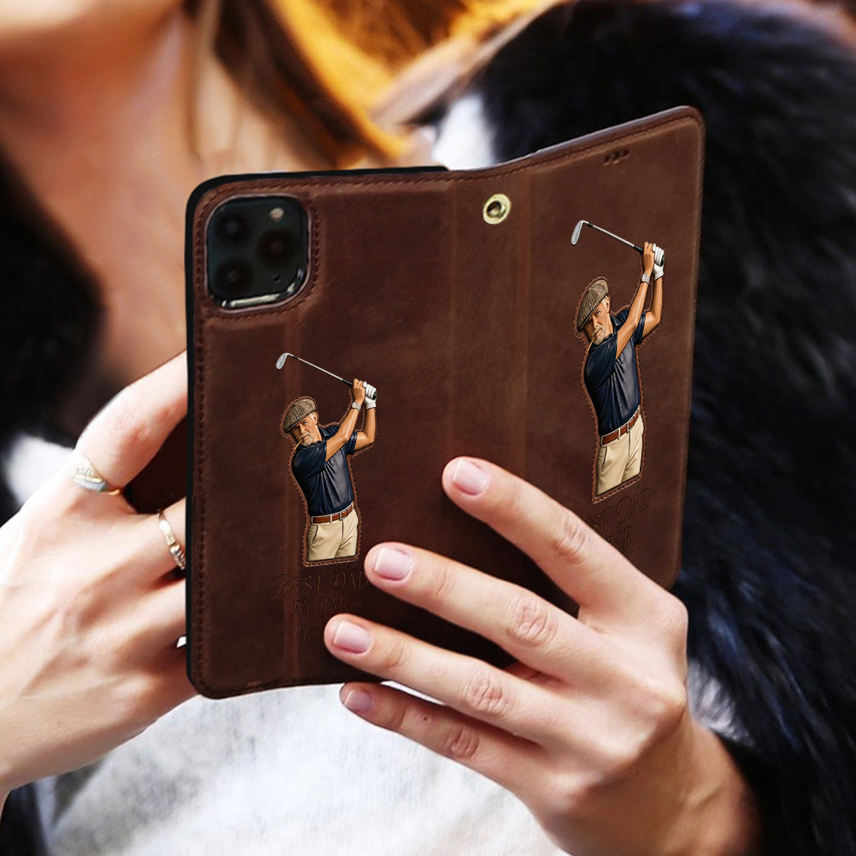 Meilleur Papa - Étui de Téléphone Portefeuille Personnalisé avec Sangle