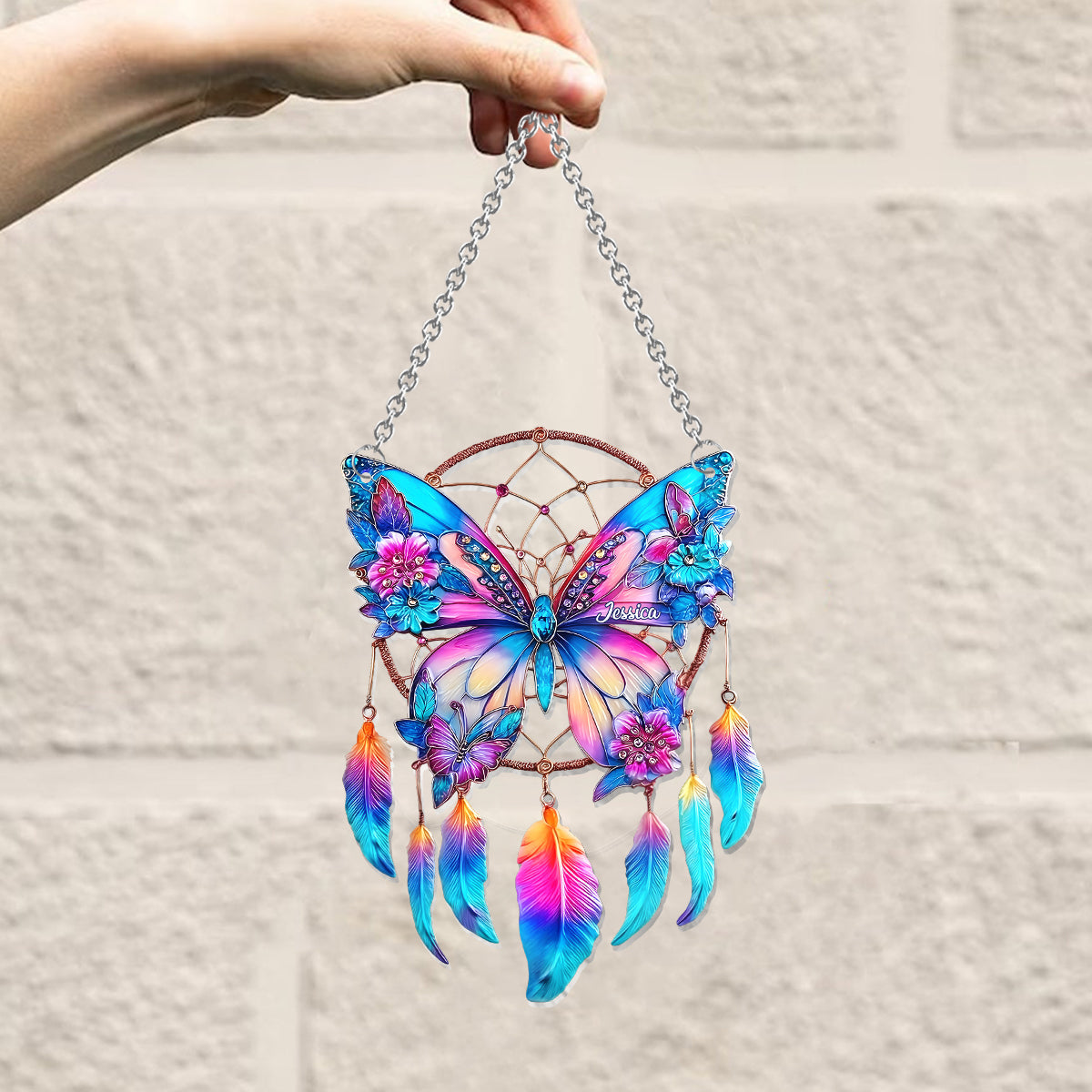 Beautiful Butterfly - Personalized Butterfly Window Hanging Suncatcher Ornament