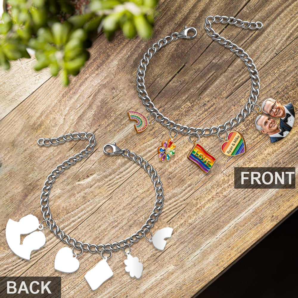 L'amour est l'amour - Bracelet de soutien LGBT personnalisé avec charms