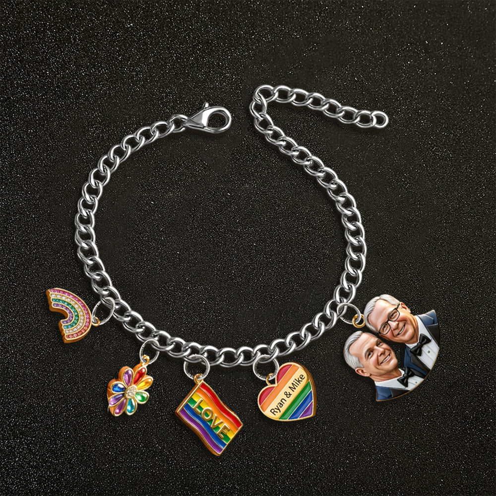 L'amour est l'amour - Bracelet de soutien LGBT personnalisé avec charms