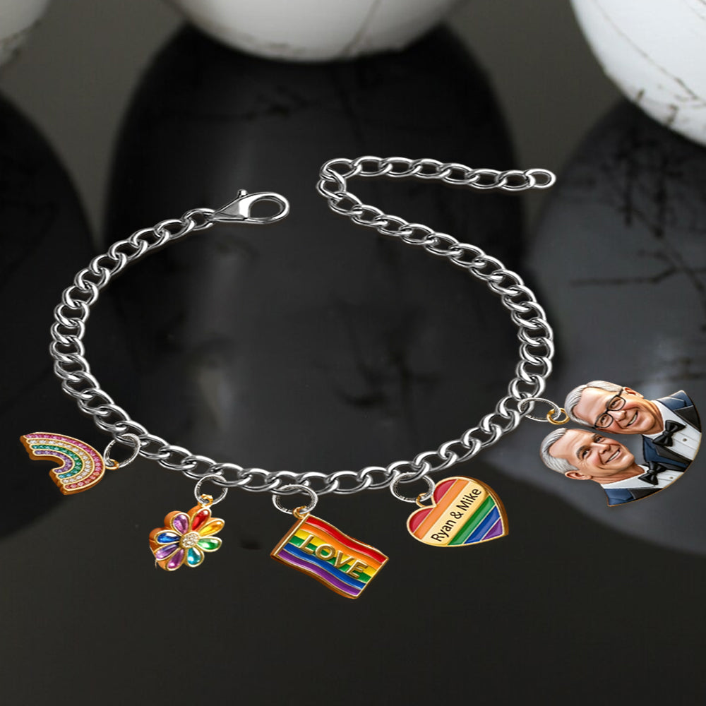 L'amour est l'amour - Bracelet de soutien LGBT personnalisé avec charms