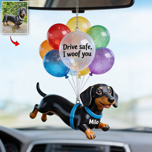 Ballon Drive Safe - Ornement de Voiture Transparent Personnalisé pour Chien