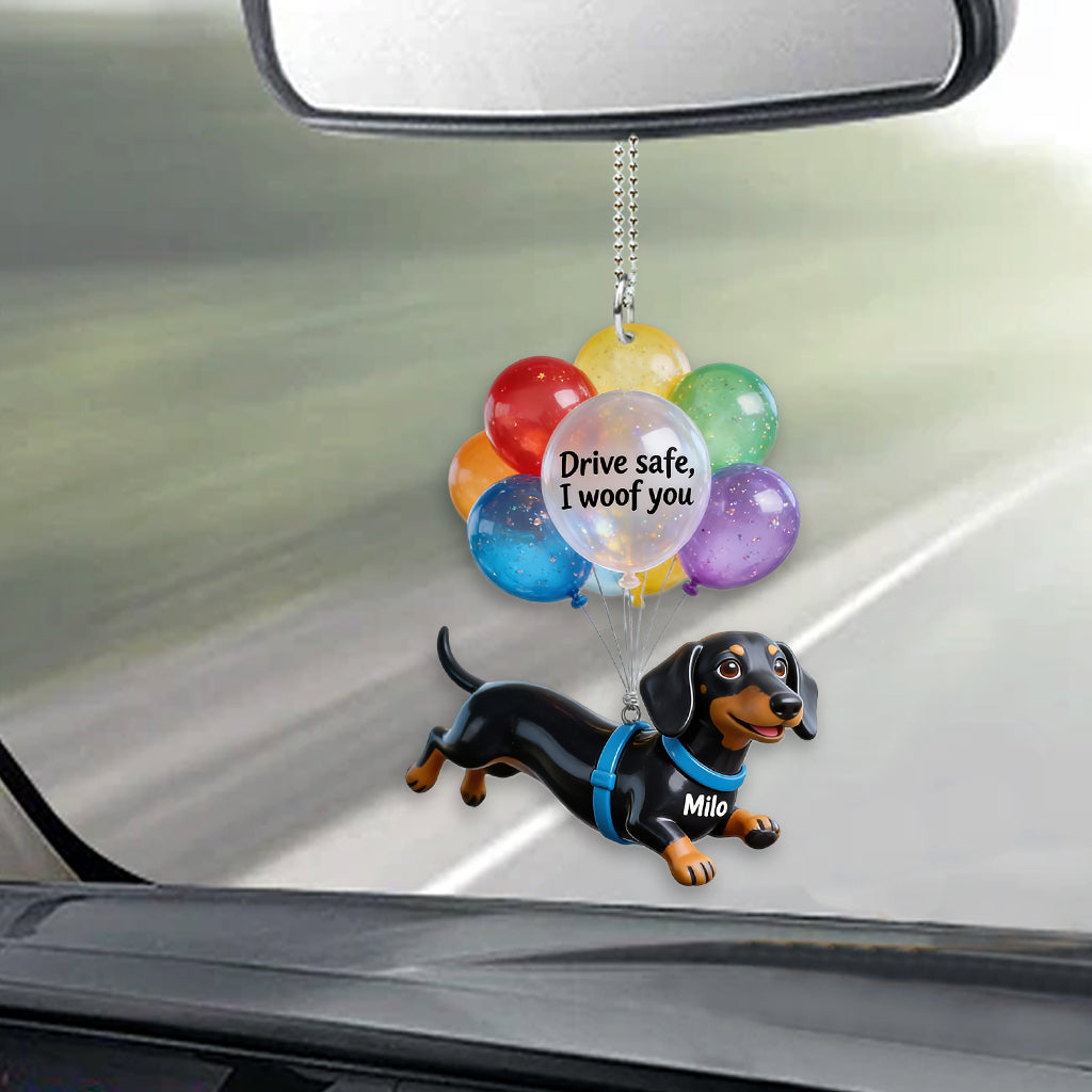 Ballon Drive Safe - Ornement de Voiture Transparent Personnalisé pour Chien