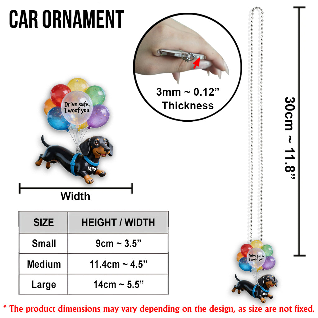 Ballon Drive Safe - Ornement de Voiture Transparent Personnalisé pour Chien