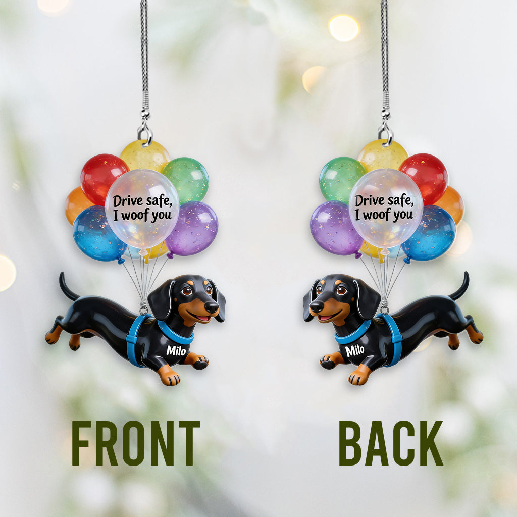 Ballon Drive Safe - Ornement de Voiture Transparent Personnalisé pour Chien