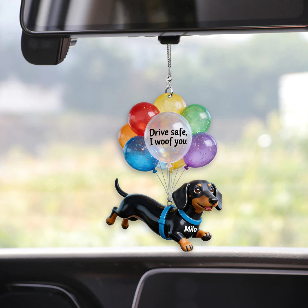 Ballon Drive Safe - Ornement de Voiture Transparent Personnalisé pour Chien