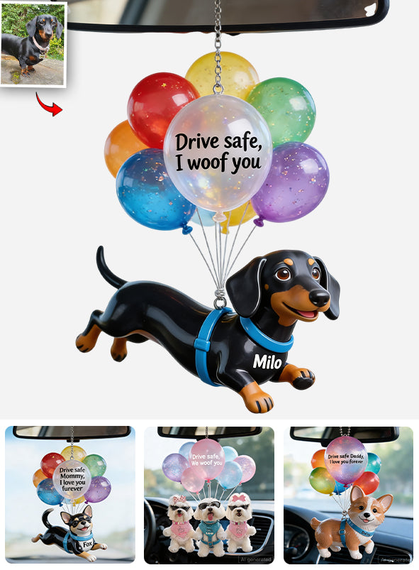 Ballon Drive Safe - Ornement de Voiture Transparent Personnalisé pour Chien