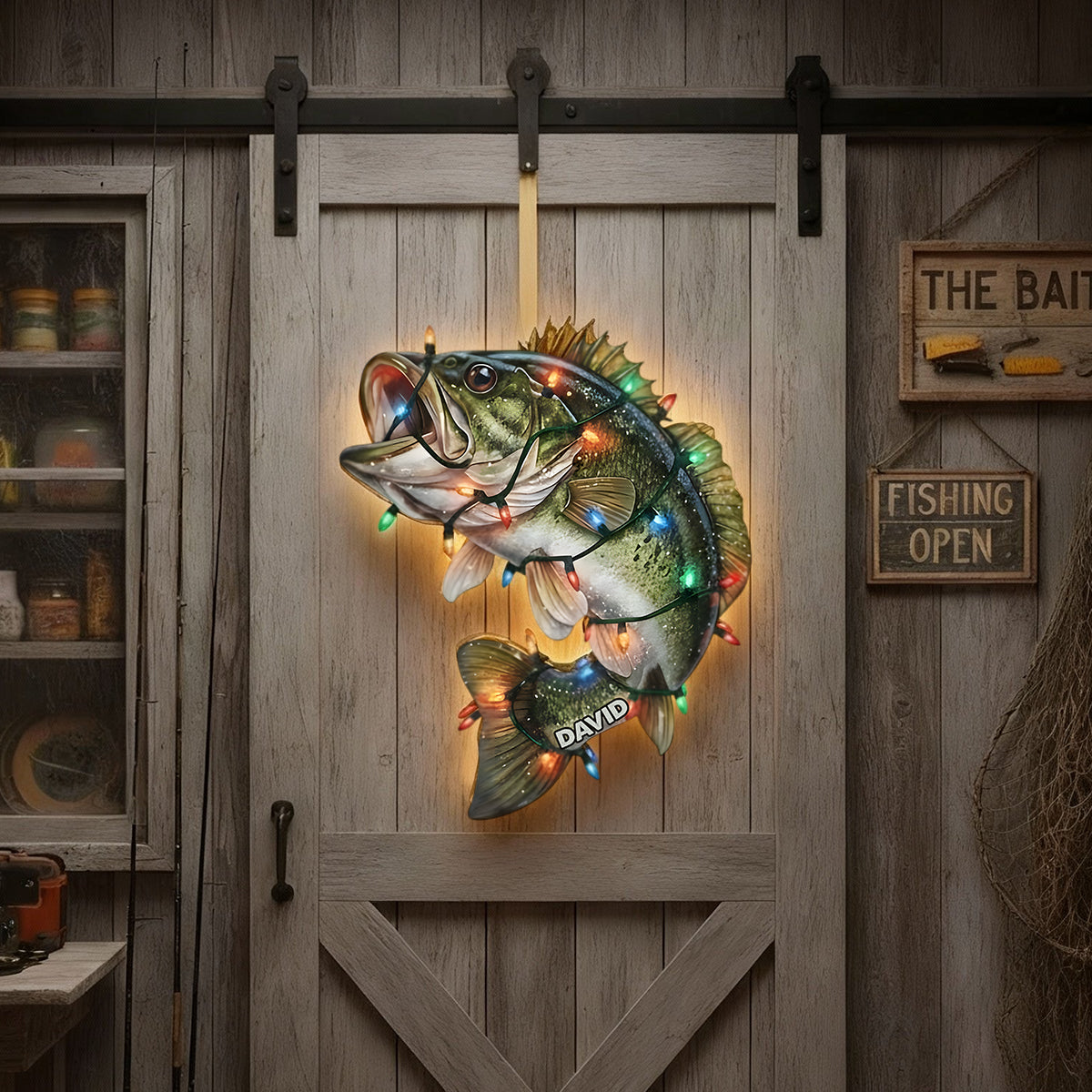 Passionné de pêche ? - Panneau lumineux LED personnalisé sur le thème de la pêche en acrylique