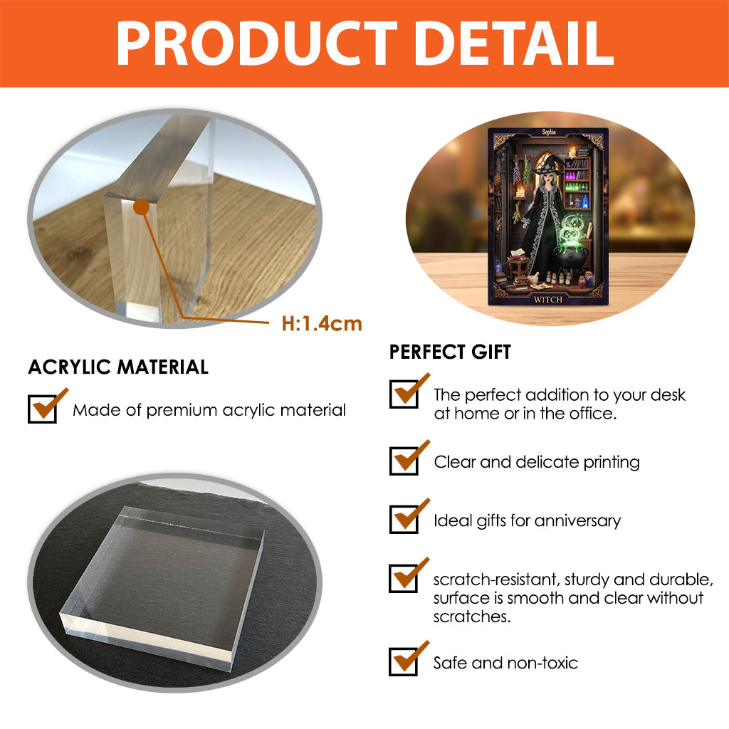 Sorcière Magique - Plaque acrylique personnalisée en forme de sorcière
