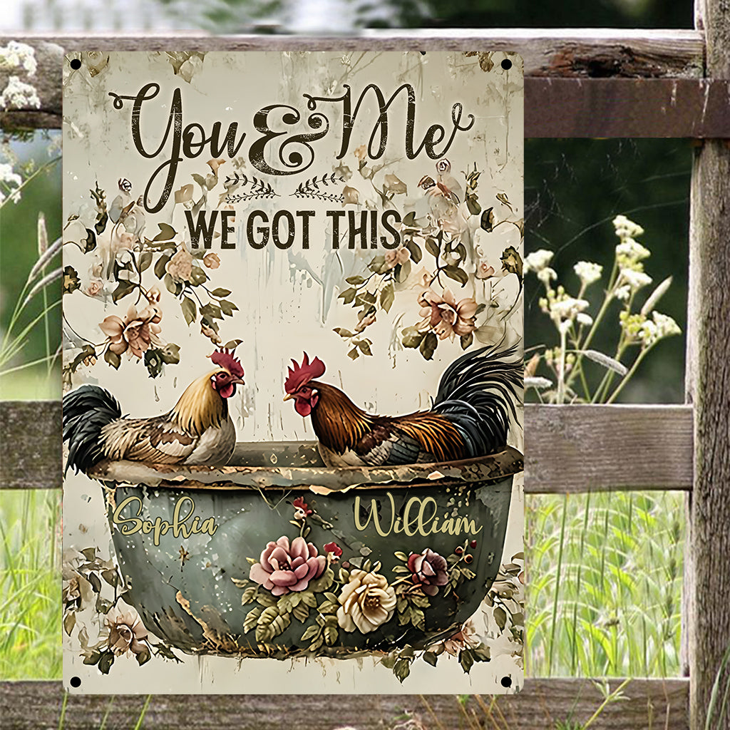 Chicken Couple You And Me - Personalized Chicken Rectangle Metal Sign