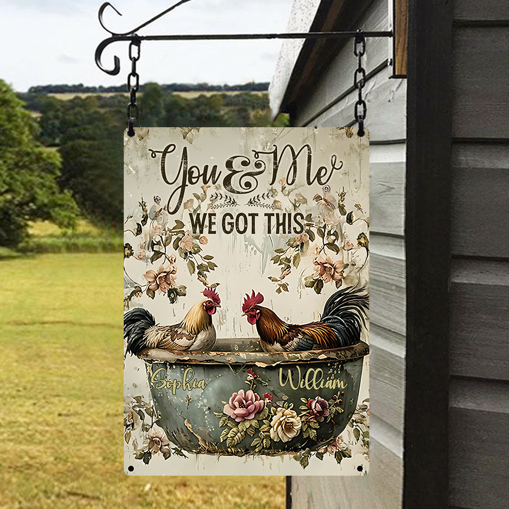 Chicken Couple You And Me - Personalized Chicken Rectangle Metal Sign