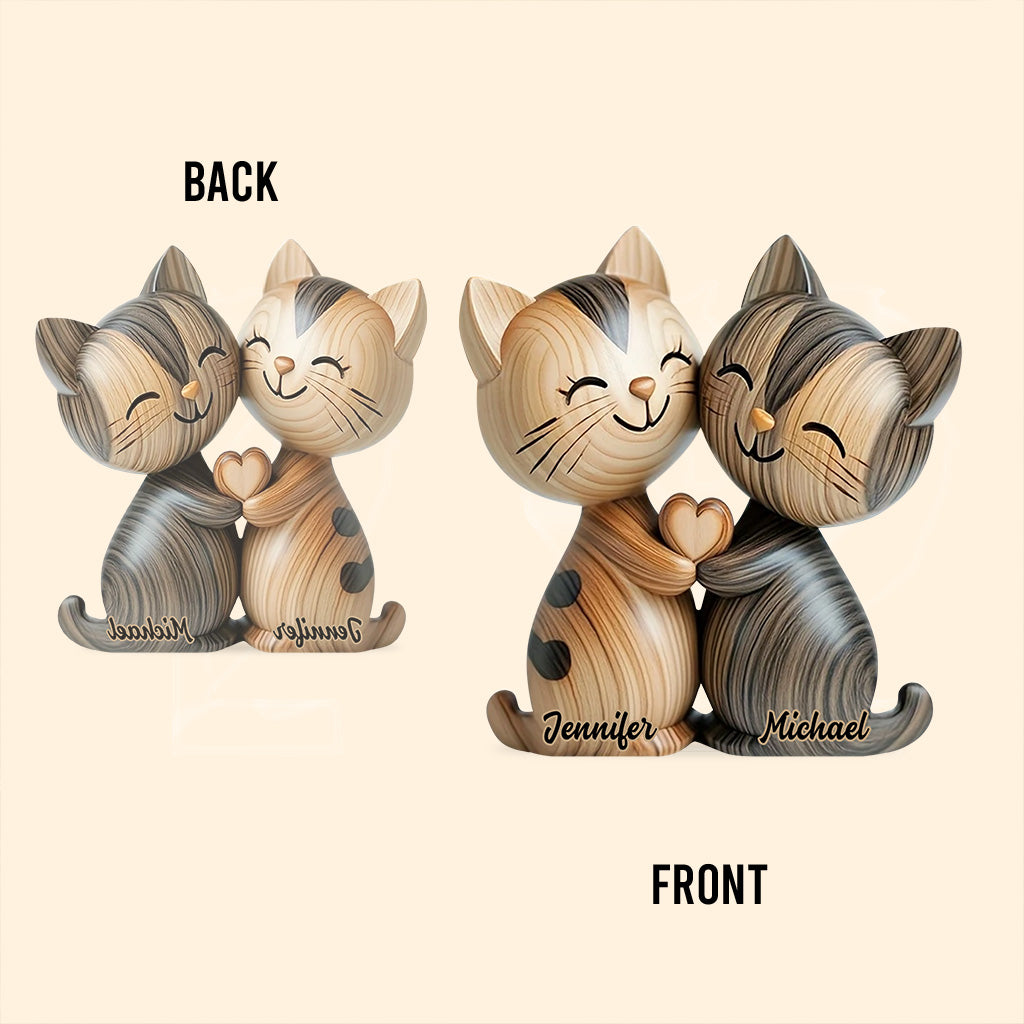 Couple de chats mignons - Plaque acrylique personnalisée en forme de chat