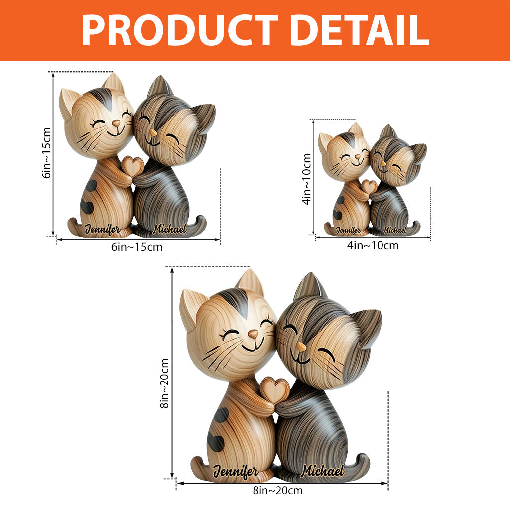 Couple de chats mignons - Plaque acrylique personnalisée en forme de chat