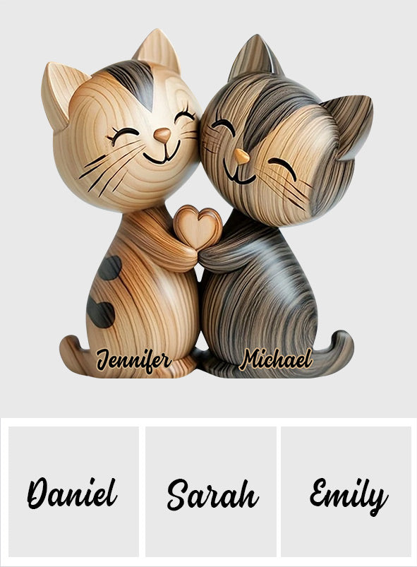 Couple de chats mignons - Plaque acrylique personnalisée en forme de chat