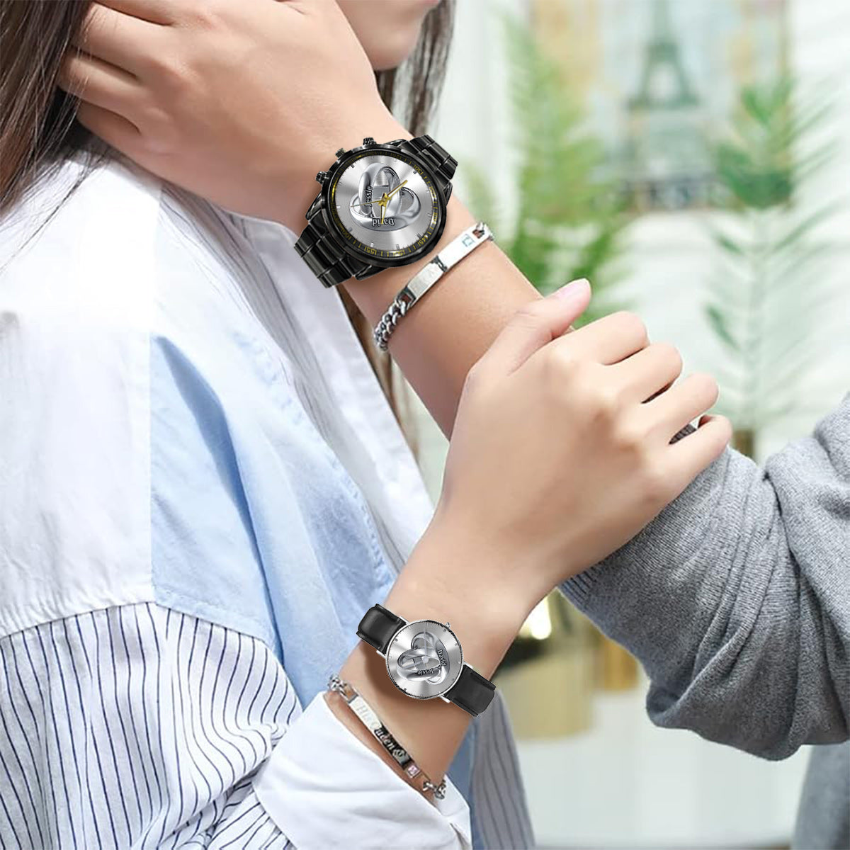 Time Of Love - Personalized Couple Hand Watch Set