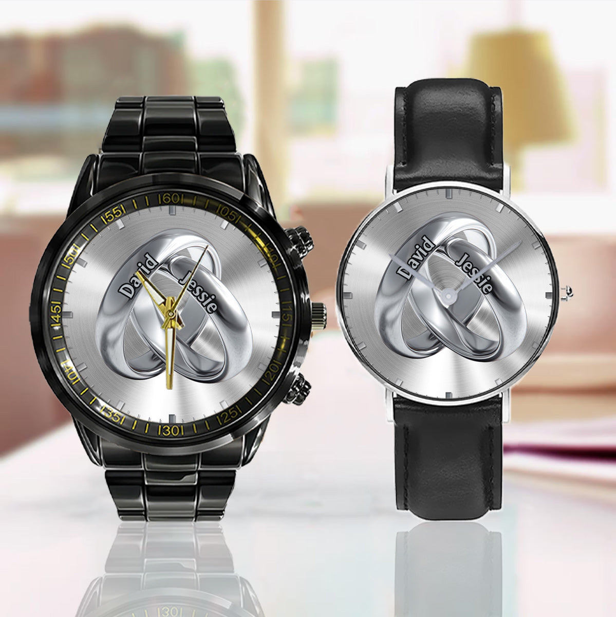 Time Of Love - Personalized Couple Hand Watch Set