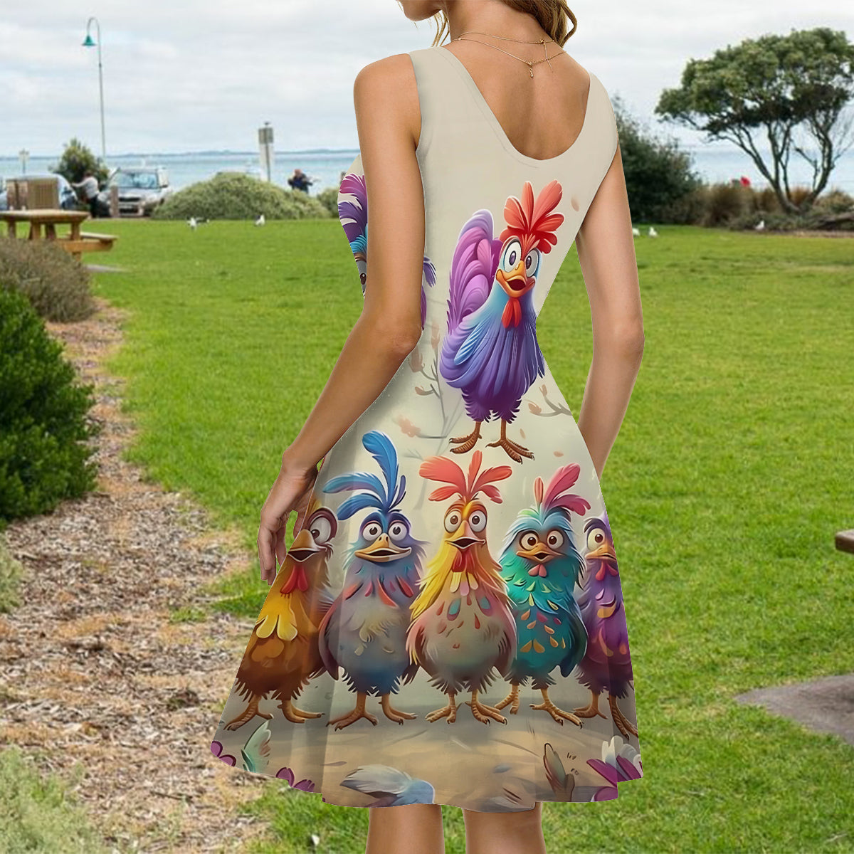 Chicken Lovers - Personalized Chicken Sleeveless Dress