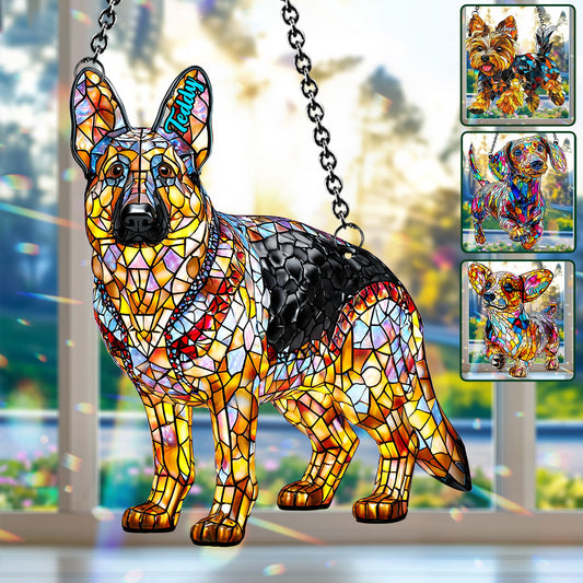 J'aime mon chien - Décoration attrape-soleil personnalisée à suspendre à la fenêtre 