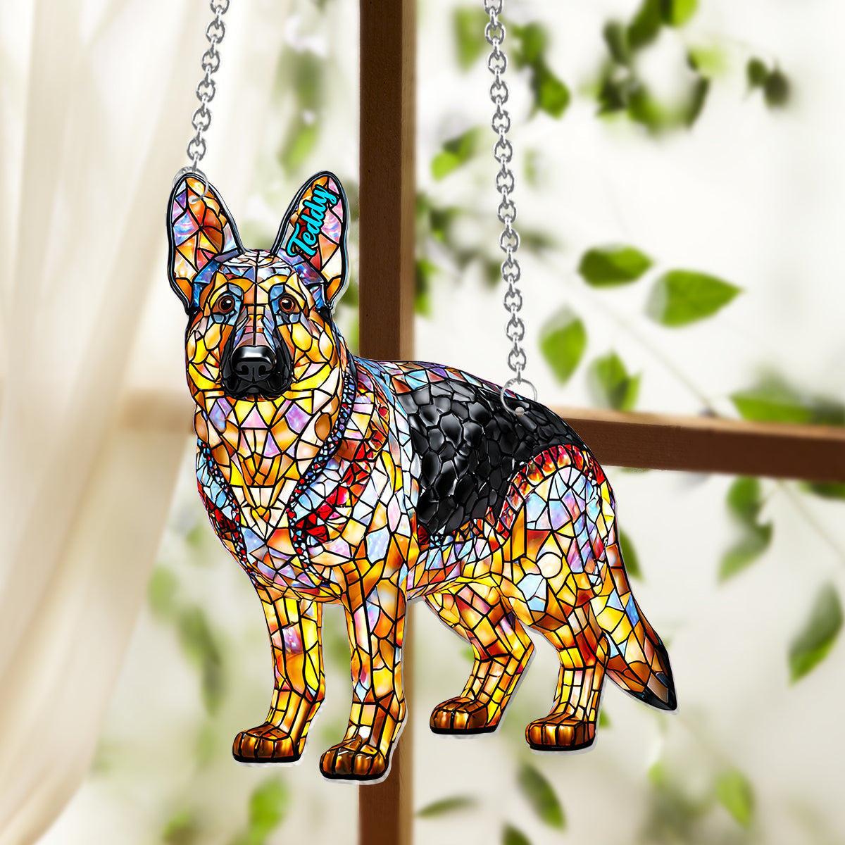 I Love My Dog - Personalized Dog Window Hanging Suncatcher Ornament