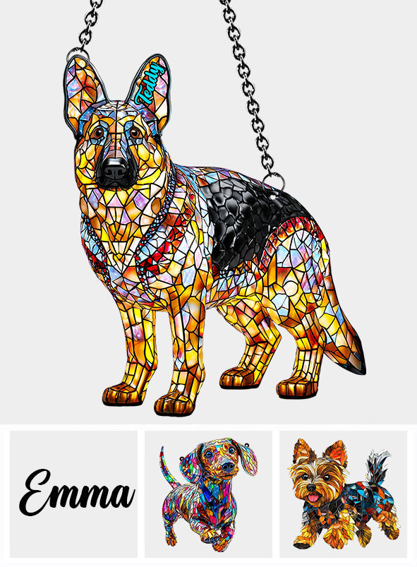 I Love My Dog - Personalized Dog Window Hanging Suncatcher Ornament