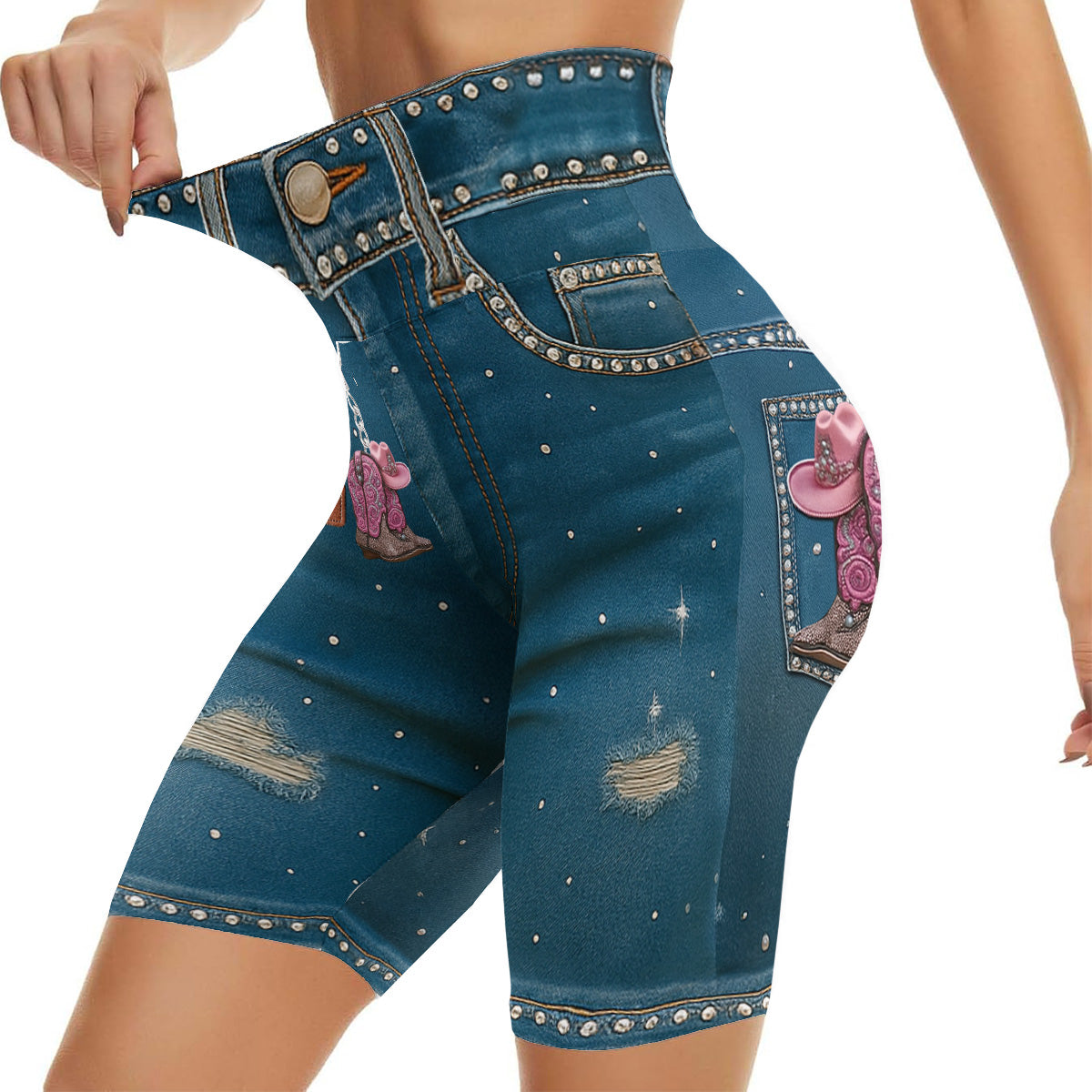 Cowgirl Era - Personalized Cowgirl High-Waisted Biker Shorts