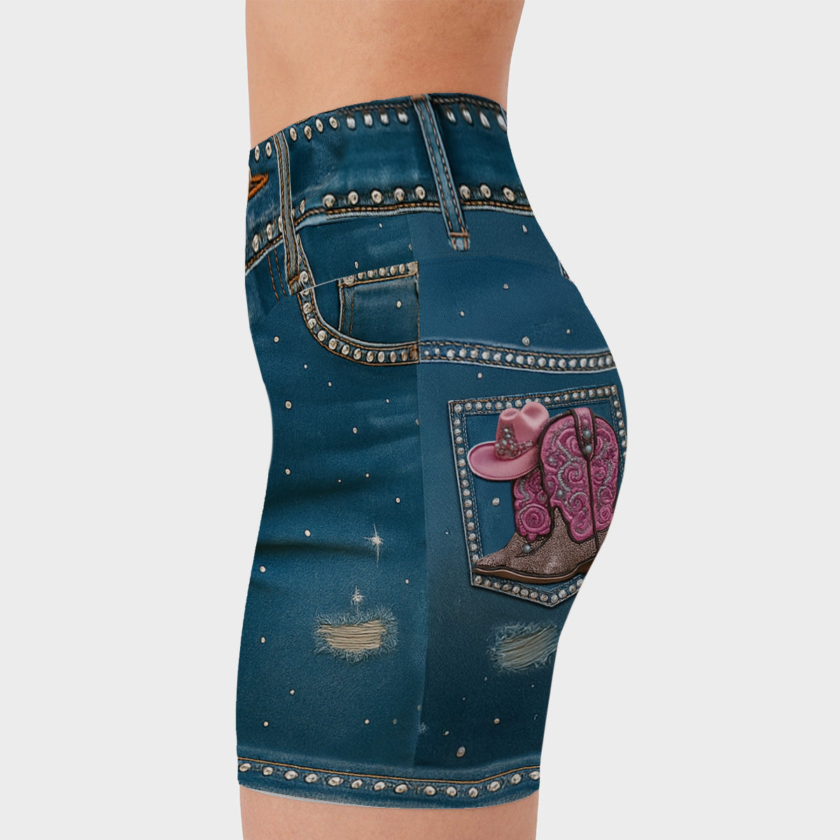 Cowgirl Era - Personalized Cowgirl High-Waisted Biker Shorts