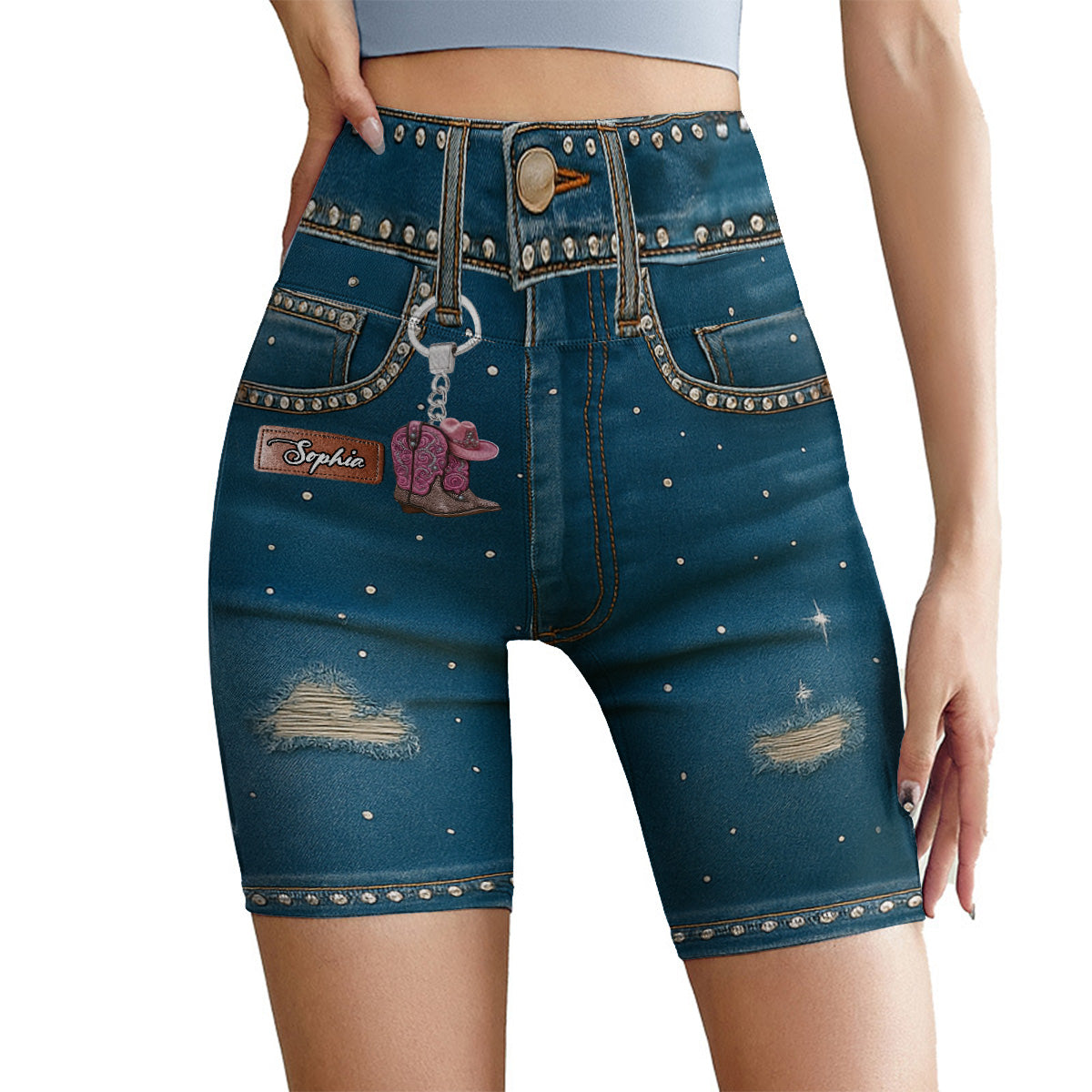 Cowgirl Era - Personalized Cowgirl High-Waisted Biker Shorts