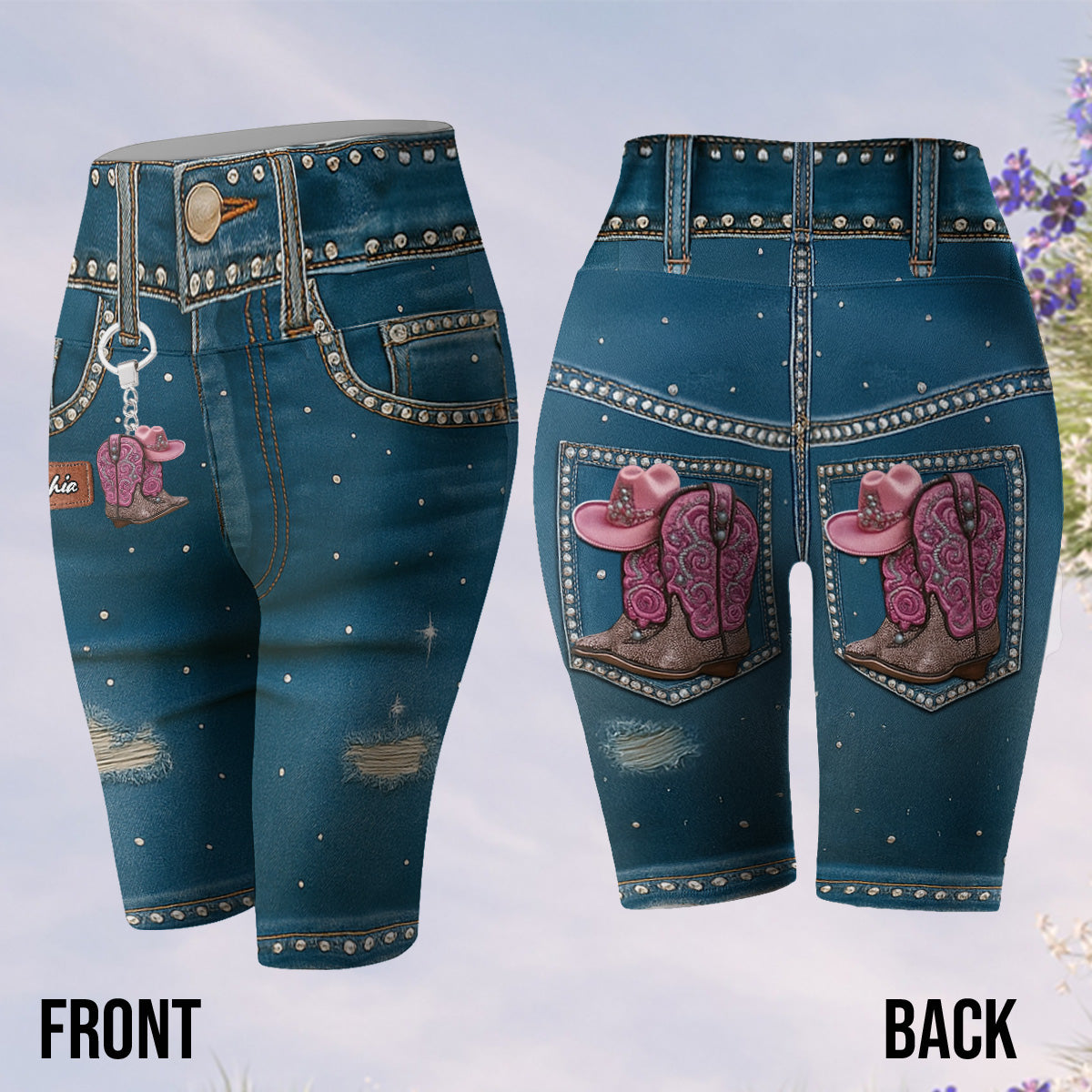Cowgirl Era - Personalized Cowgirl High-Waisted Biker Shorts