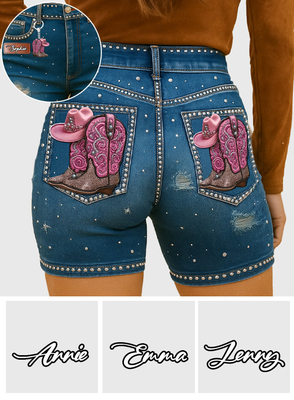 Cowgirl Era - Personalized Cowgirl High-Waisted Biker Shorts