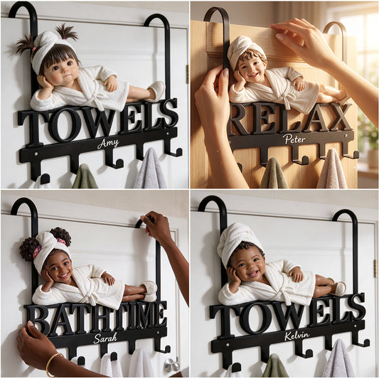It's Bath Time - Personalized Kid Metal Door Hooks