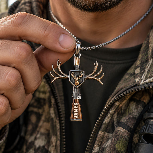 Dieu a créé un chasseur - Collier pendentif en métal personnalisé en forme de chasse