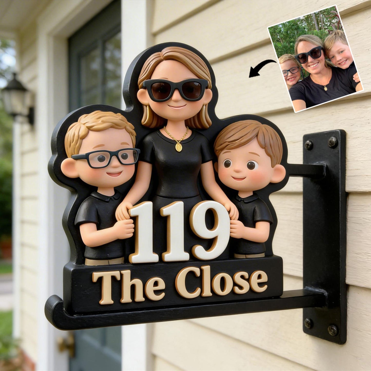 House Number Plate - Personalized Family Wooden Wall Mount Sign