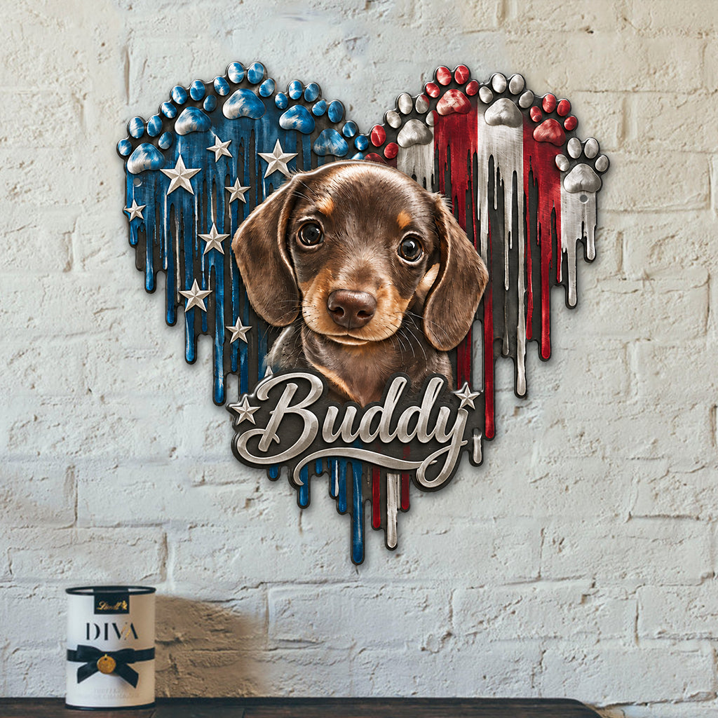 Lovely Paws Dripping Heart Cat Dog Pet Lover - Personalized Dog 3D Printed Cut Metal Sign