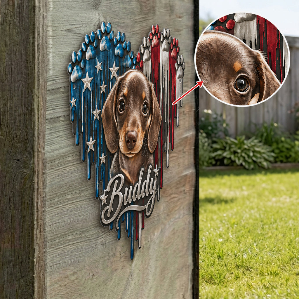 Lovely Paws Dripping Heart Cat Dog Pet Lover - Personalized Dog 3D Printed Cut Metal Sign