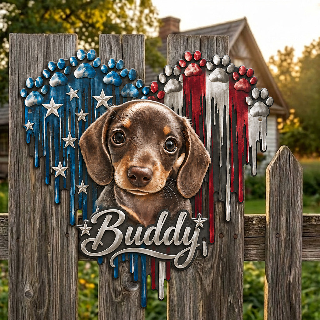 Lovely Paws Dripping Heart Cat Dog Pet Lover - Personalized Dog 3D Printed Cut Metal Sign