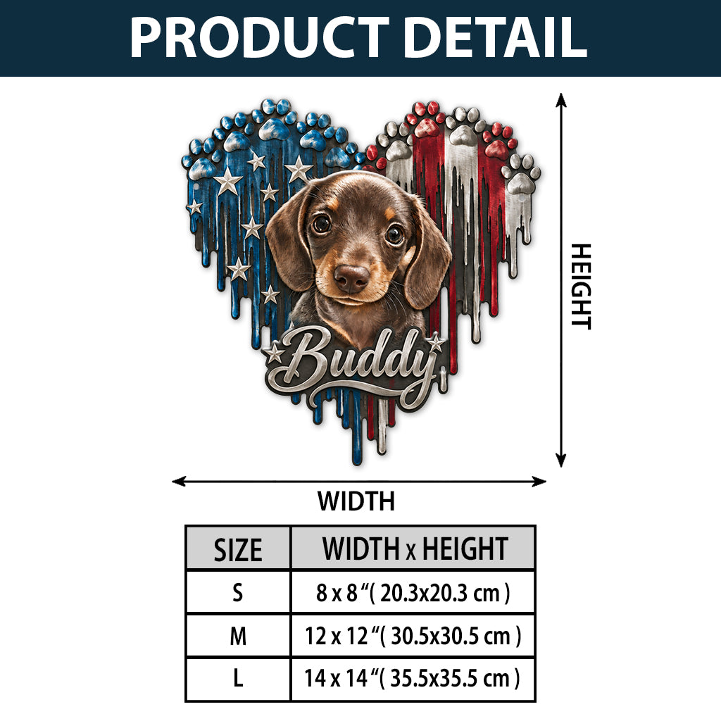 Lovely Paws Dripping Heart Cat Dog Pet Lover - Personalized Dog 3D Printed Cut Metal Sign