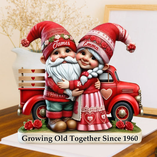 Camionnette pour couple de gnomes - Plaque acrylique personnalisée pour couple