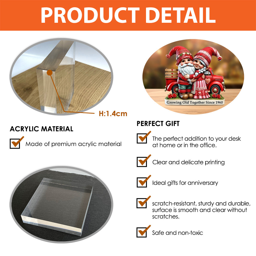 Camionnette pour couple de gnomes - Plaque acrylique personnalisée pour couple