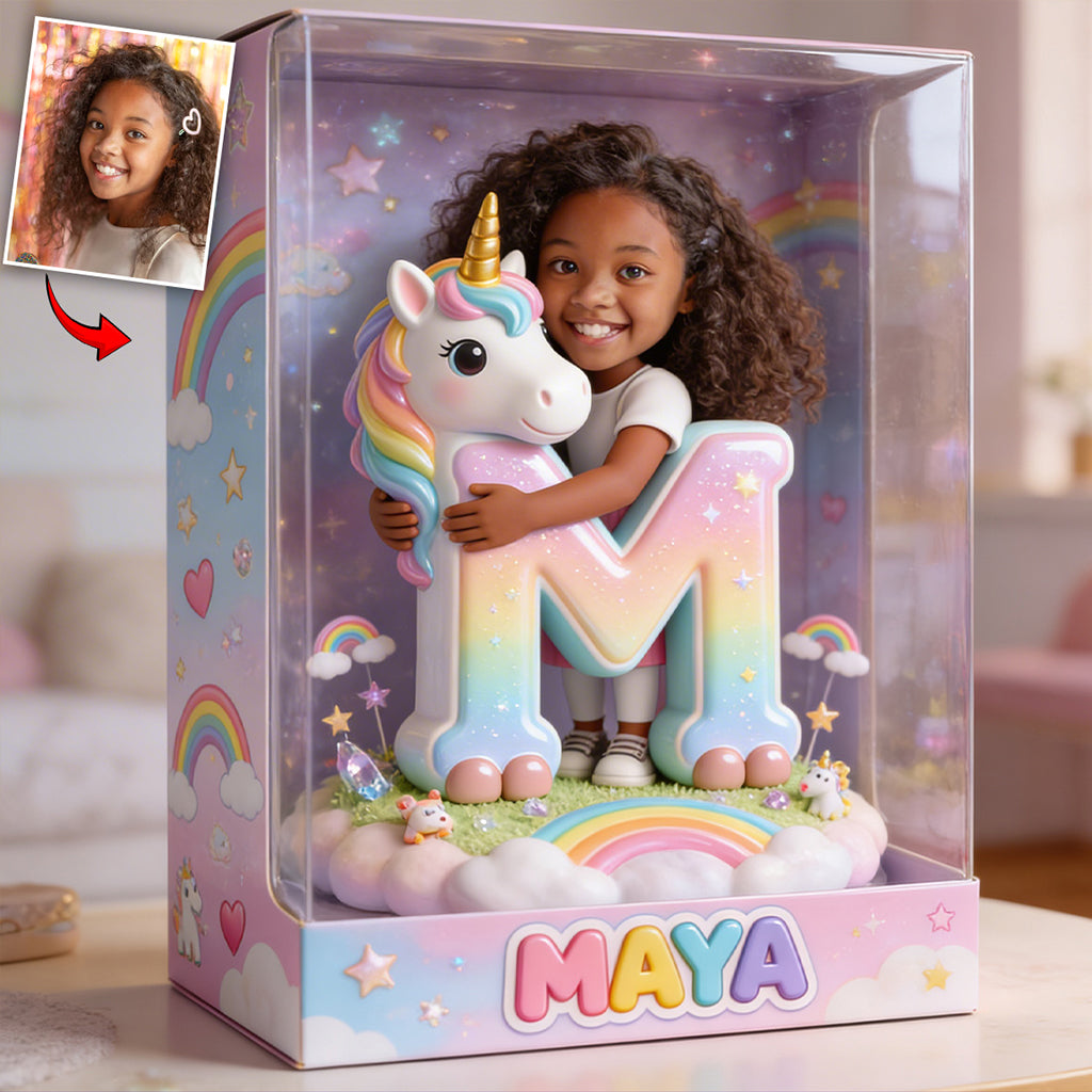 Unicorn Alphabet Letter & Custom Photo - Personalized Kid Custom Shaped Acrylic Plaque