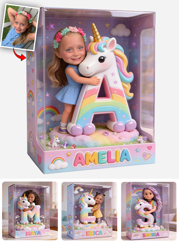 Unicorn Alphabet Letter & Custom Photo - Personalized Kid Custom Shaped Acrylic Plaque