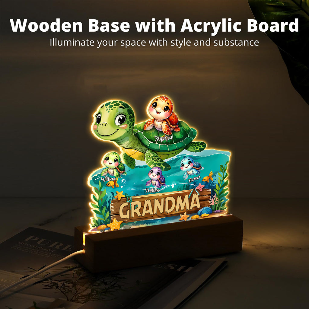 Swimming Through Life With Grandma’s Love - Personalized Grandma Shaped Plaque Light Base