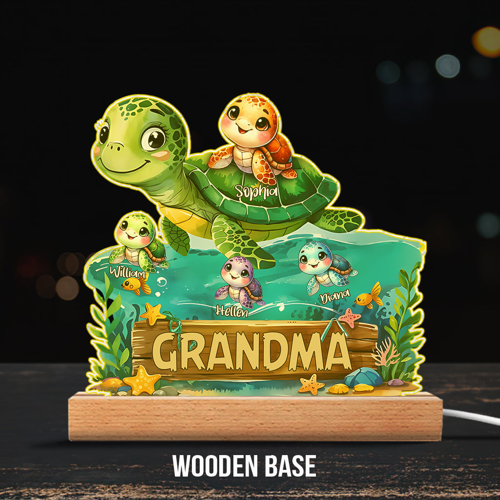 Swimming Through Life With Grandma’s Love - Personalized Grandma Shaped Plaque Light Base
