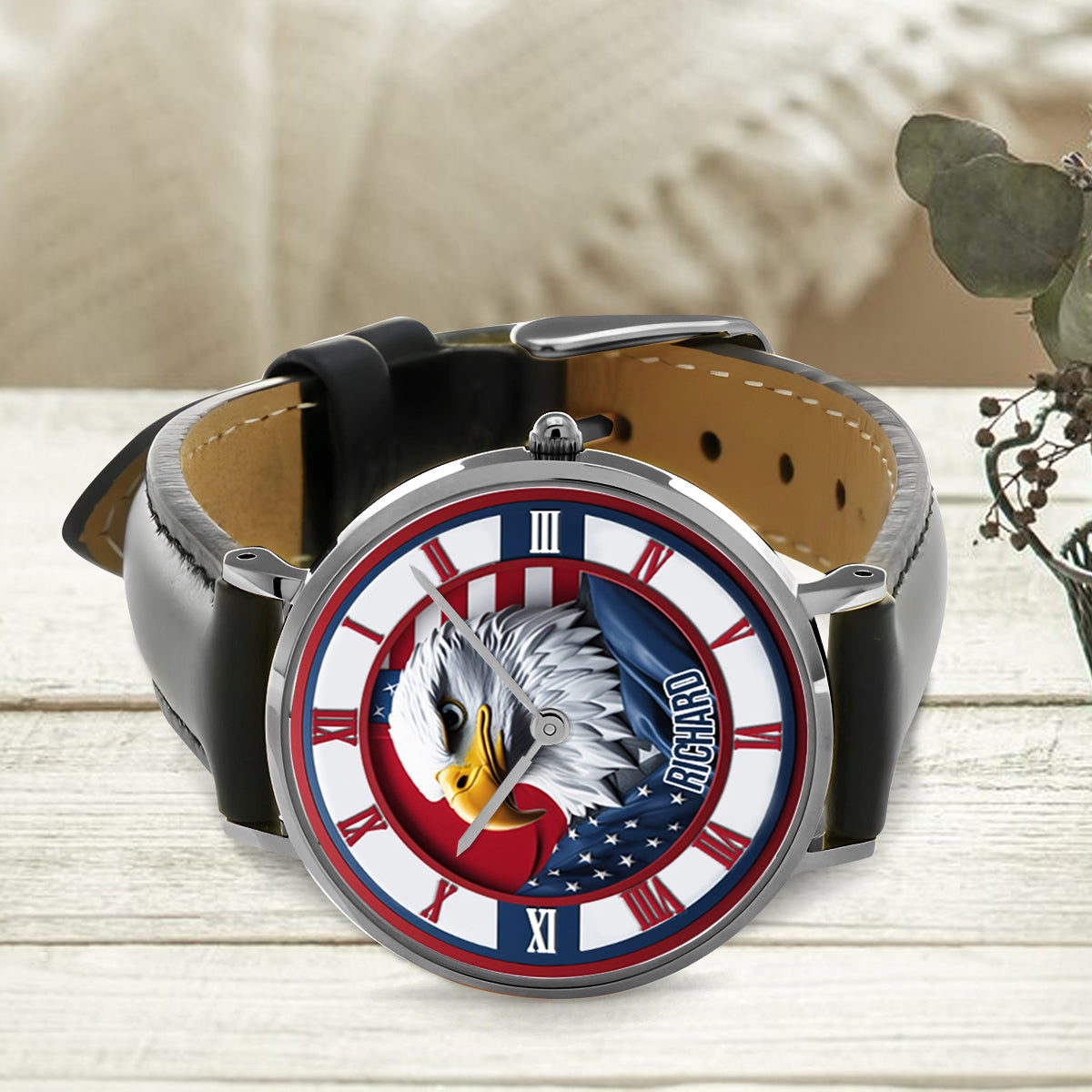 Terre de liberté - Montre-bracelet personnalisée Aigle à tête blanche