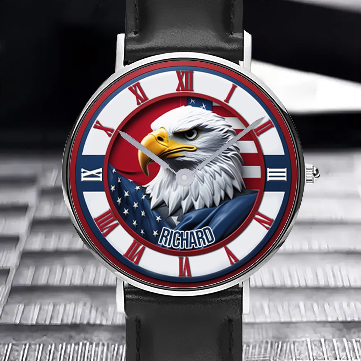 Terre de liberté - Montre-bracelet personnalisée Aigle à tête blanche