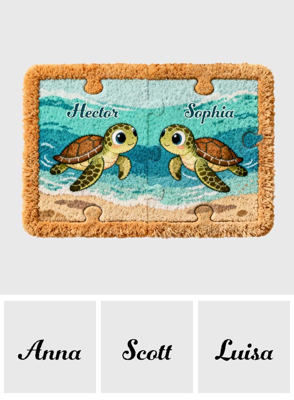 Cadeau idéal pour un couple - Tapis touffeté antidérapant personnalisé avec motif tortue