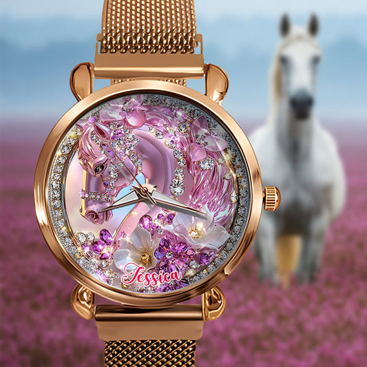 Montre-bracelet personnalisée Horse Girl pour femme 